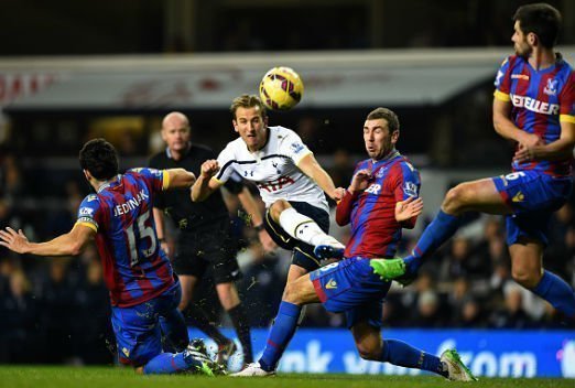 Harry Kane shooting against Crystal Palace