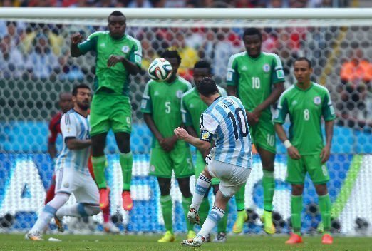 Messi shooting against Nigeria