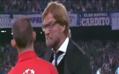 Jurgen Klopp berates the fourth official during Borussia Dortmund's game against Napoli in the Champions League