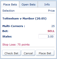 Sell Multi-Corners at 25 – Tottenham Vs Maribor