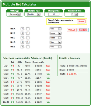 Image 1 A return very close to the original stake on multiples bets from a combination of doubles